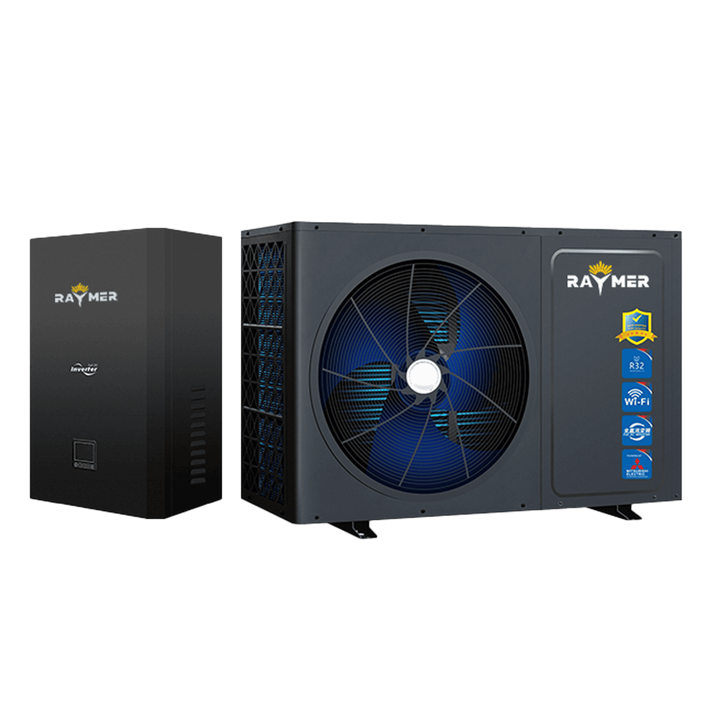 Інверторний тепловий насос Raymer RAY-15DS2-EVI на 15 кВт, повітря-вода, до -30°C, спліт-система до 180 кв.м., 380V